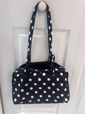 Baggu Nylon Bowler Bag Regular Black White Polka Dot